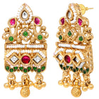 Gold Plated Pink Green Bead Statement Earrings