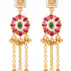 Gold Plated Pink Green Intricate Earrings