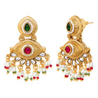 Gold Plated Kundan Pink Green Grand Earrings