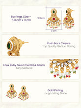 Gold Plated Kundan Pink Green Grand Earrings