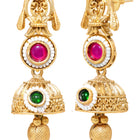 Gold Plated Pink Green Vintage Earrings