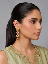 Gold Plated Pink Green Vintage Earrings