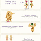 Gold Plated Pink Green Vintage Earrings