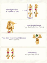 Gold Plated Pink Green Vintage Earrings