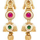 Gold Plated Pink Green Vintage Earrings