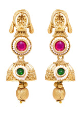 Gold Plated Pink Green Vintage Earrings
