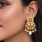 Gold Plated Pink Green Luminous Earrings