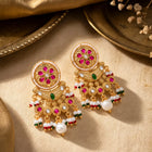 Gold Plated Pink Green Luminous Earrings