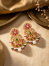 Gold Plated Pink Green Luminous Earrings
