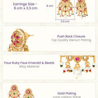 Gold Plated Pink Green Luminous Earrings