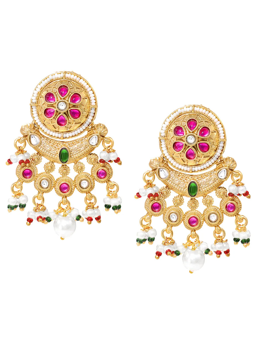 Gold Plated Pink Green Luminous Earrings