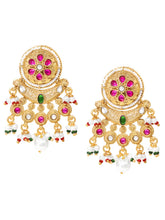 Gold Plated Pink Green Luminous Earrings