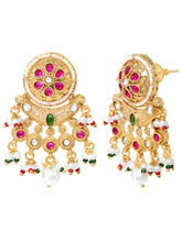 Gold Plated Pink Green Luminous Earrings