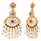 Gold Plated Pink Green Heritage Earrings