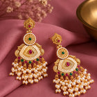 Gold Plated Pink Green Heritage Earrings