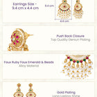 Gold Plated Pink Green Heritage Earrings