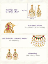 Gold Plated Pink Green Heritage Earrings
