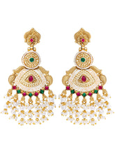 Gold Plated Pink Green Heritage Earrings