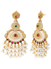 Gold Plated Pink Green Heritage Earrings