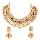 Gold Plated Kundan Panel Necklace Set