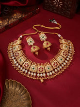 Gold Plated Kundan Panel Necklace Set