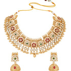 Gold Plated Kundan Panel Necklace Set
