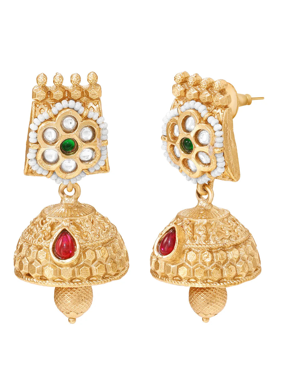 Gold Plated Kundan Panel Necklace Set