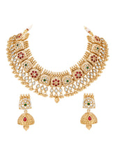 Gold Plated Kundan Panel Necklace Set