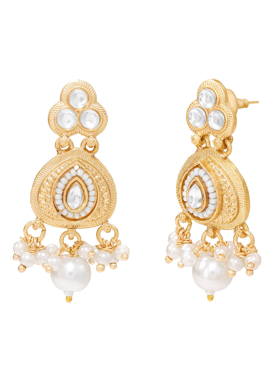Gold Plated Regal Teardrop Kundan Set