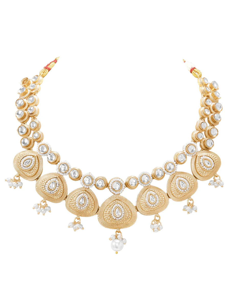 Gold Plated Regal Teardrop Kundan Set