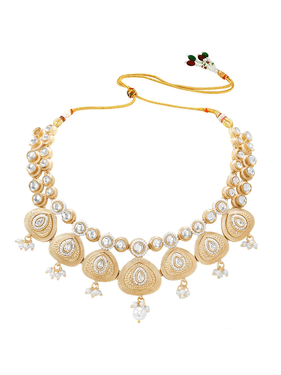 Gold Plated Regal Teardrop Kundan Set