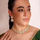 Gold Plated Floral Halo Kundan Necklace Set