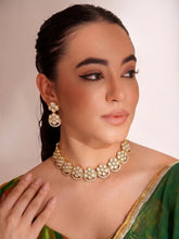 Gold Plated Floral Halo Kundan Necklace Set