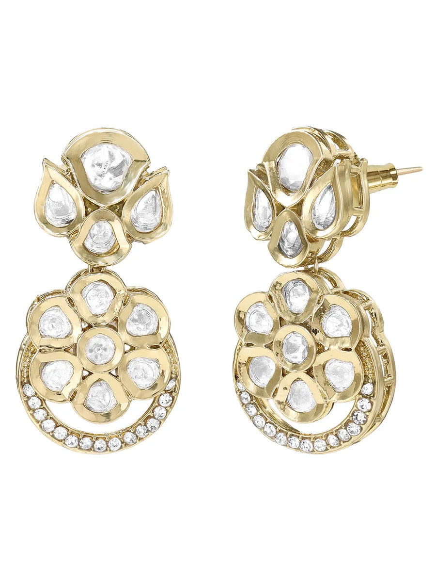 Gold Plated Floral Halo Kundan Necklace Set