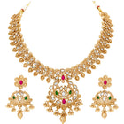 Gold Plated Kundan Leaf Medallion Set