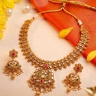 Gold Plated Kundan Leaf Medallion Set