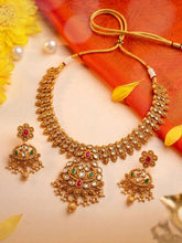 Gold Plated Kundan Leaf Medallion Set