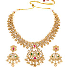 Gold Plated Kundan Leaf Medallion Set