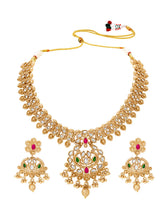 Gold Plated Kundan Leaf Medallion Set
