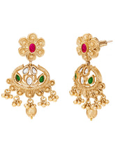 Gold Plated Kundan Leaf Medallion Set