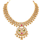 Gold Plated Kundan Leaf Medallion Set