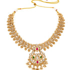 Gold Plated Kundan Leaf Medallion Set
