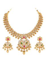 Gold Plated Kundan Leaf Medallion Set
