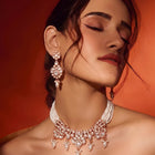 Gold Plated Pearl Drop Kundan Necklace Set