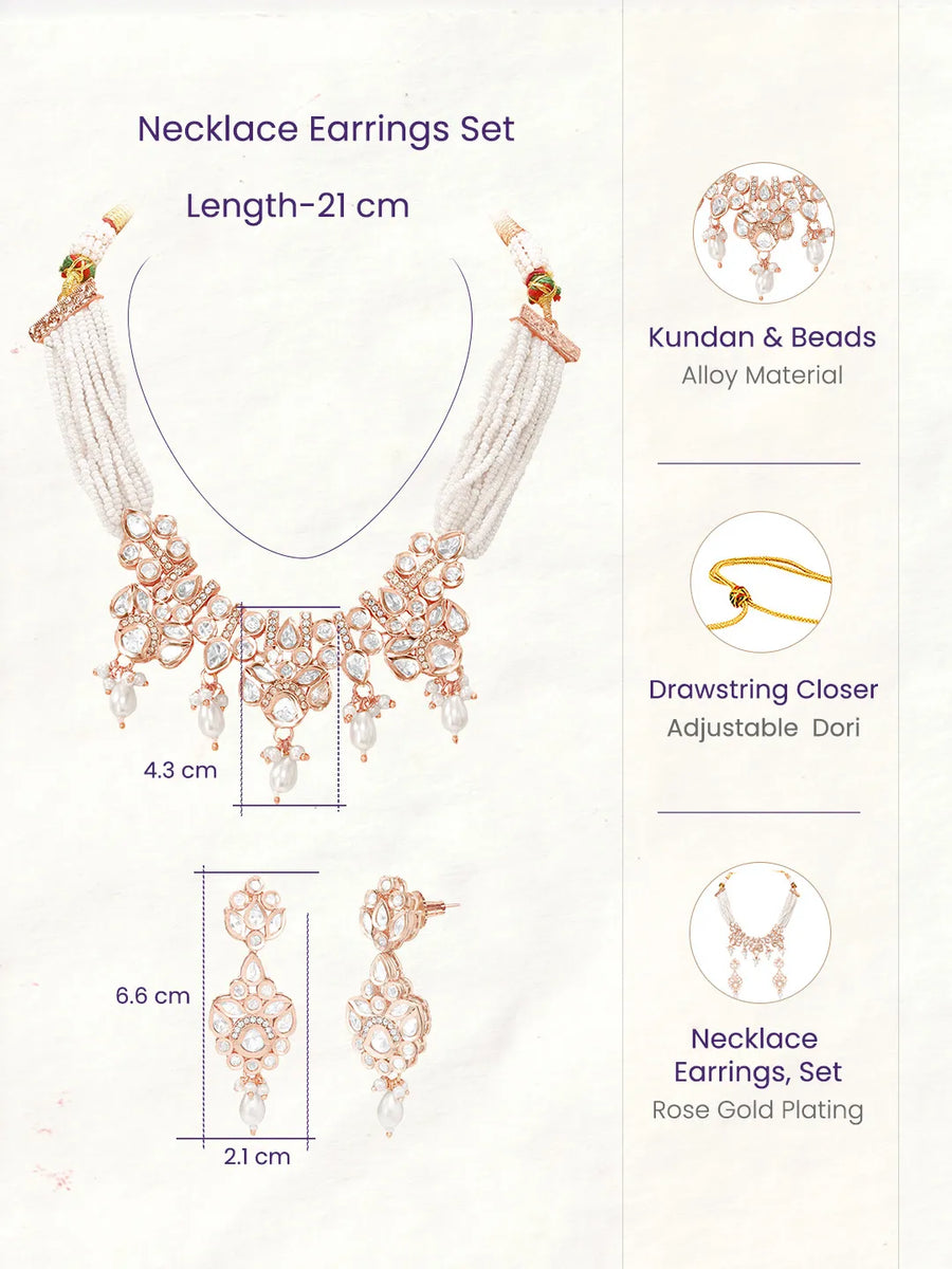 Gold Plated Pearl Drop Kundan Necklace Set