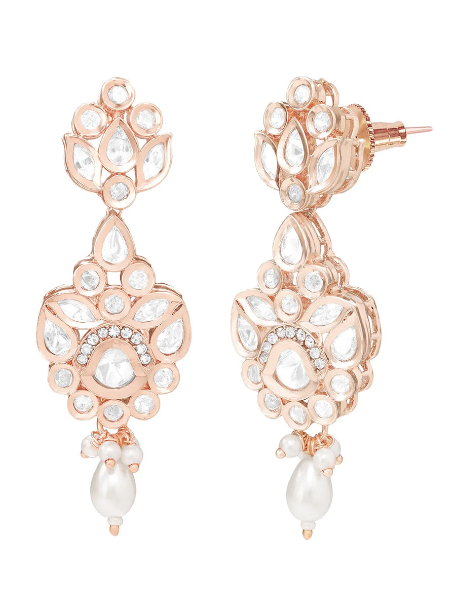 Gold Plated Pearl Drop Kundan Necklace Set