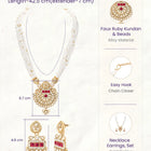 Gold Plated Pearl Ruby Medallion Necklace Set