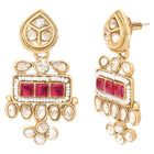 Gold Plated Pearl Ruby Medallion Necklace Set