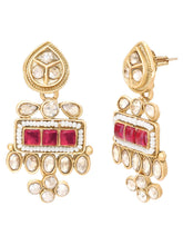 Gold Plated Pearl Ruby Medallion Necklace Set