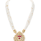 Gold Plated Pearl Ruby Medallion Necklace Set